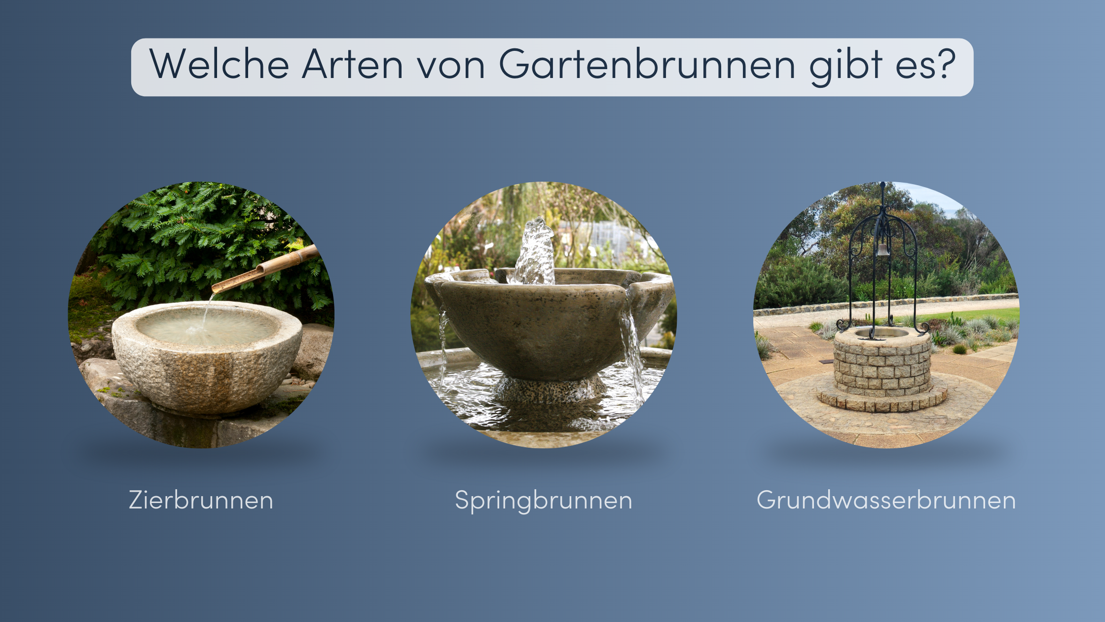 Brunnen im Garten verschiedene Arten