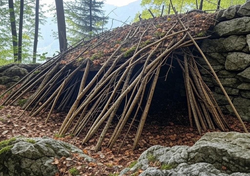 construire un abri naturel en cas d-urgence, l-abri lo-lean (adossé)