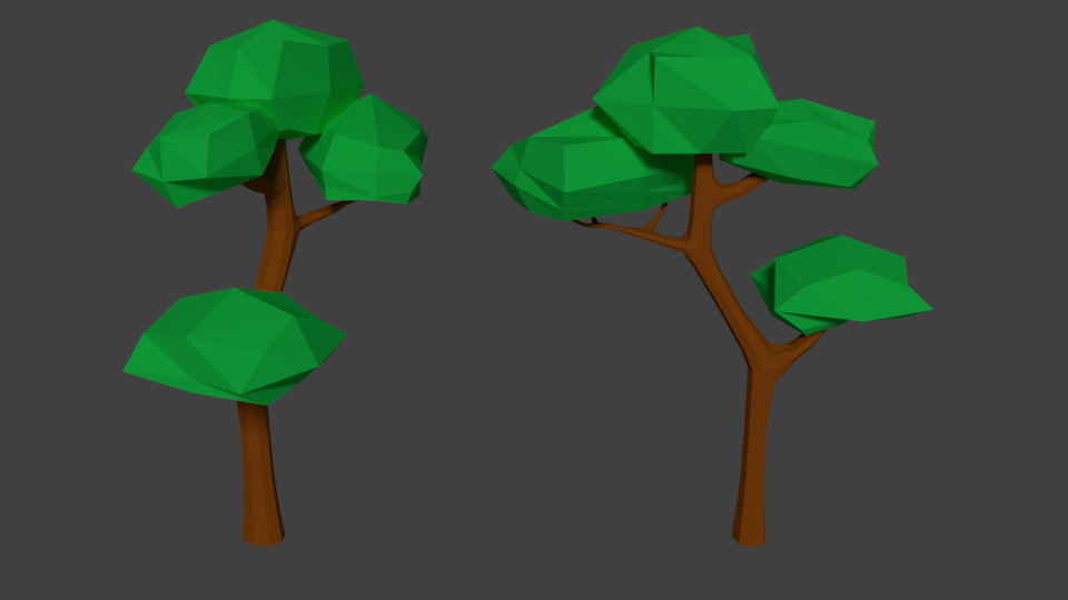 A lowpoly tree created in blender3D