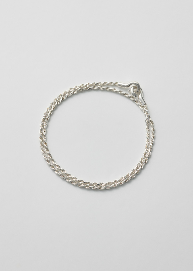 rope bracelet thin double polished silver p1