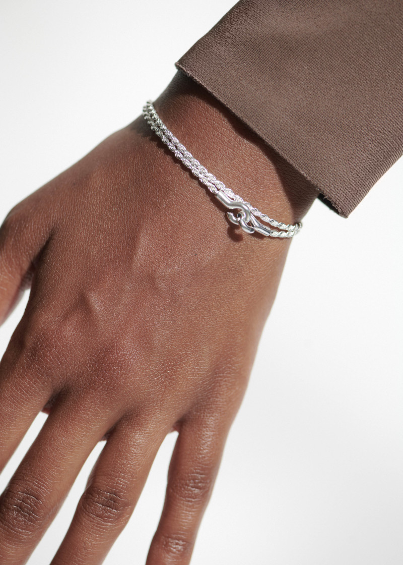 rope bracelet double thin silver l-1