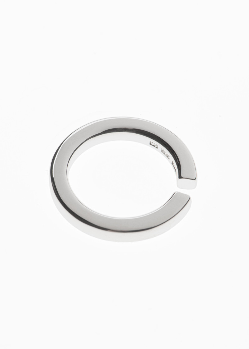 Square ring thick polished silver p-1