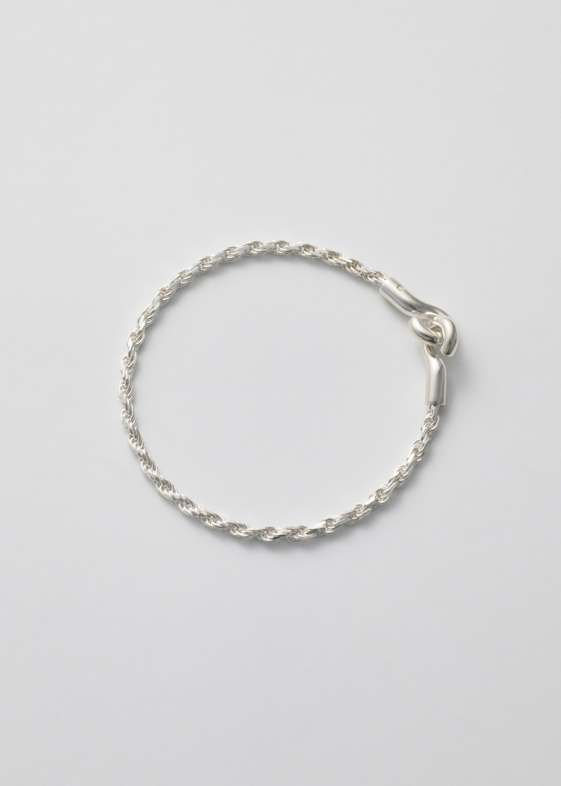 rope bracelet thick single polished silver p1