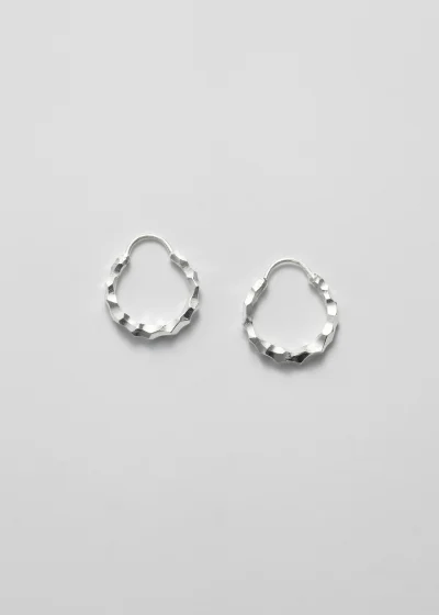 Square Small Sterling Silver Hoop Earrings in Silver - All Blues