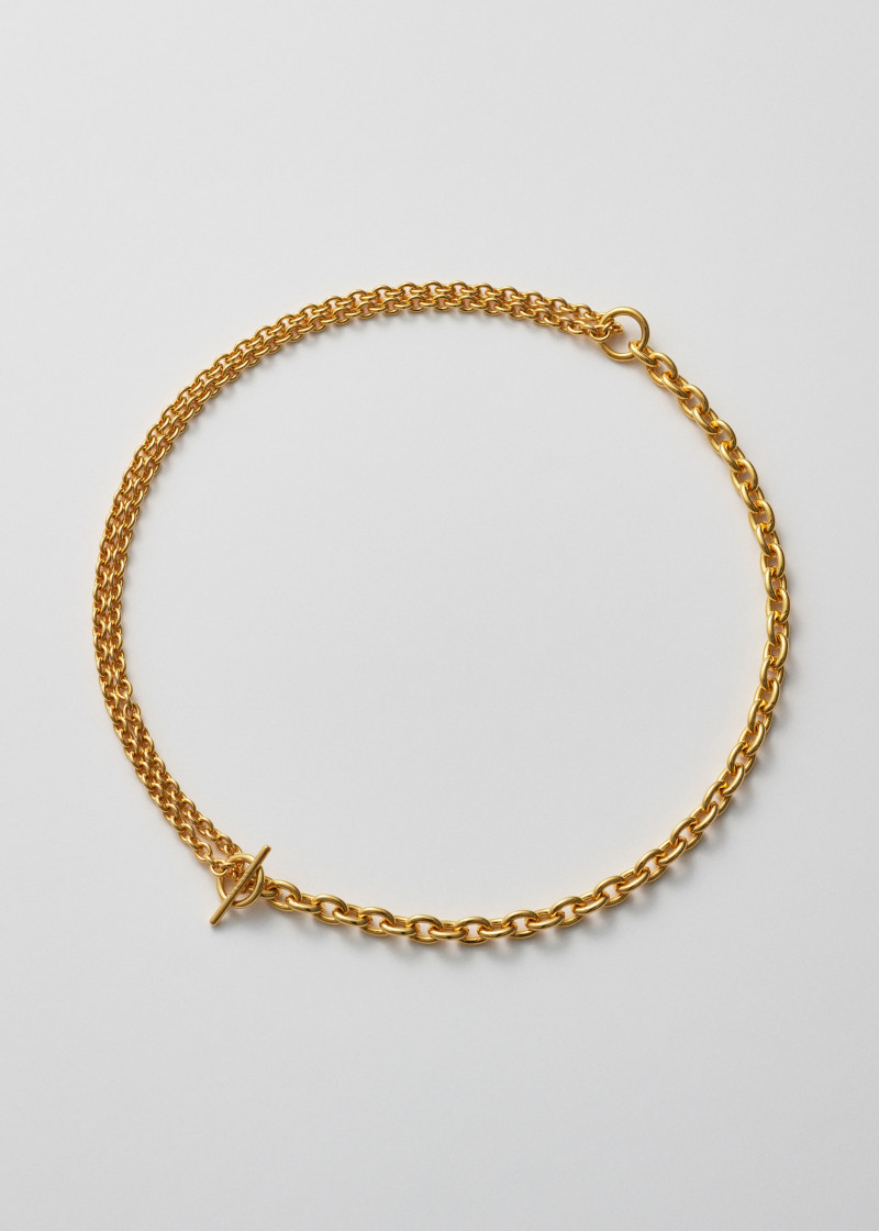 double necklace thin polished gold p1