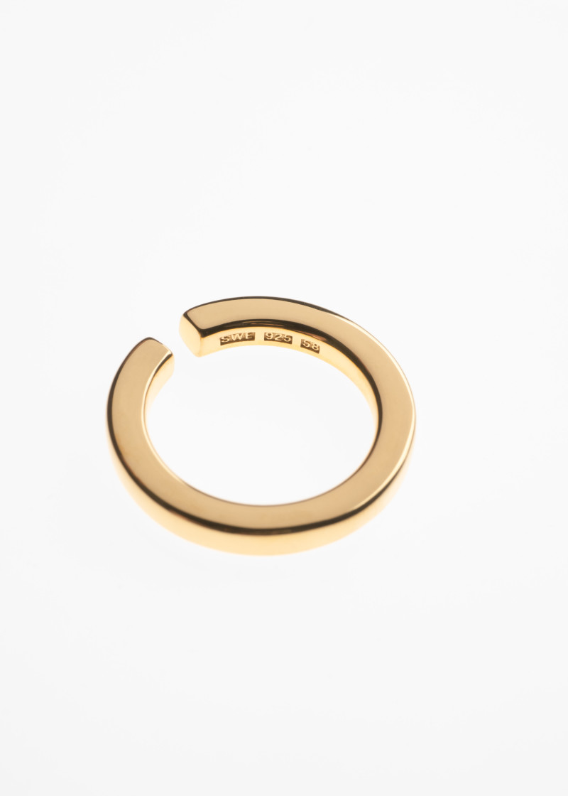 Square ring thick polished gold p-2