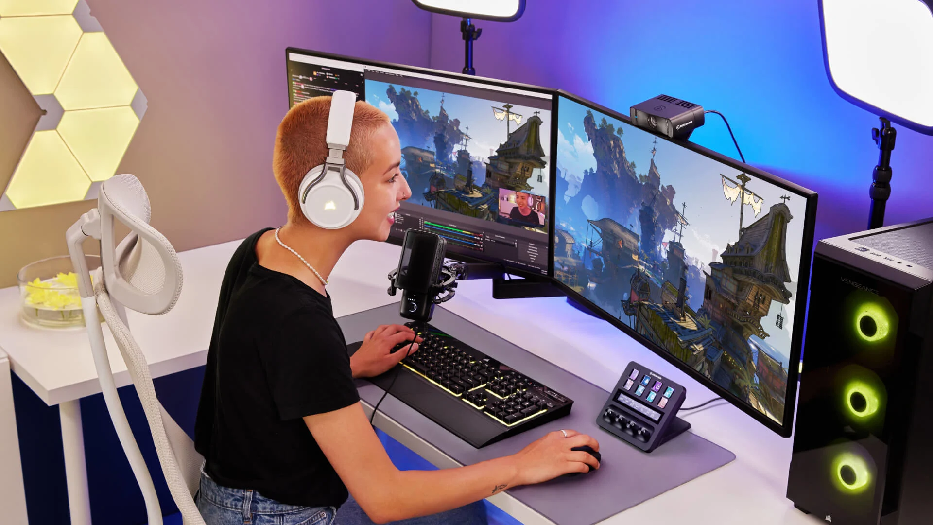 Stream Deck Plus in gaming streamer setup