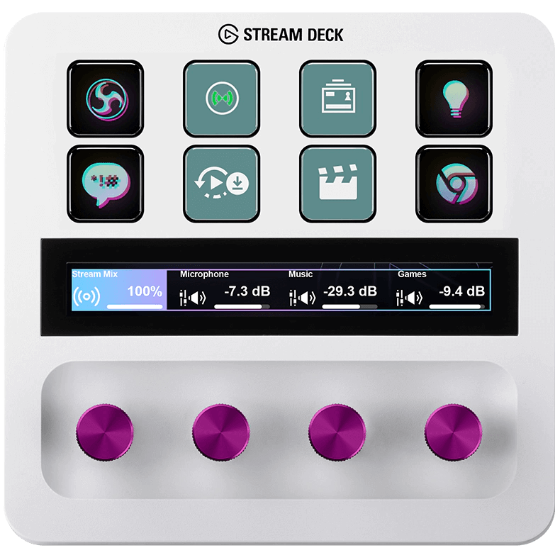 Elgato Stream Deck + White, Audio Mixer, Production Console and Studio  Controller for Content Creators, Streaming, Gaming, with Customizable Touch