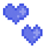 A key showing two purple hearts