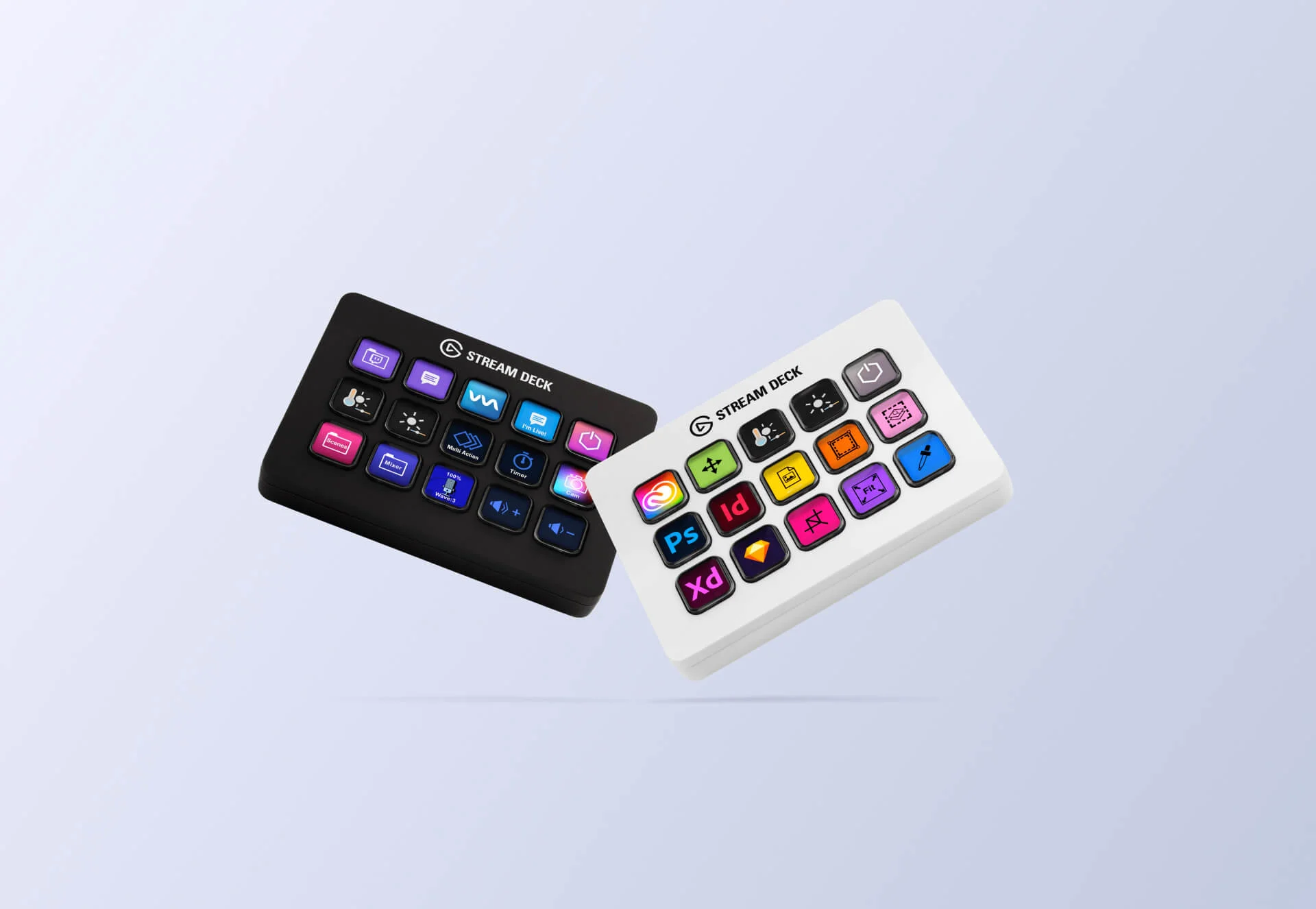 Stream Deck MK.2 Black and White versions side by side