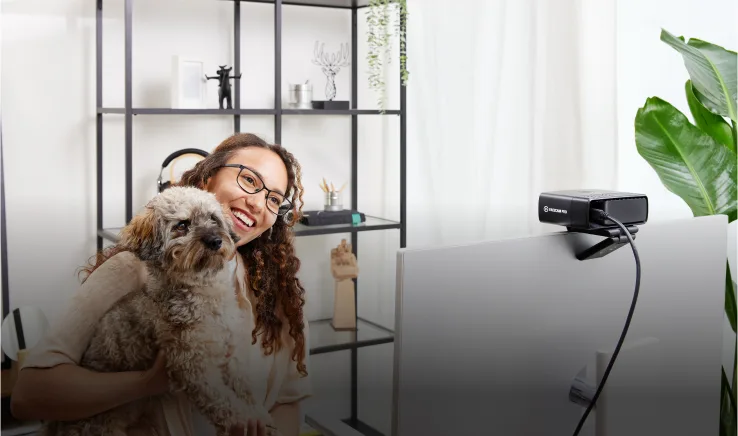WFH creator shows off dog to webcam