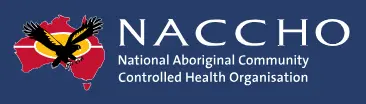 NACCHO logo with an outline of Australia in red, yellow, and black, featuring an eagle, alongside the text 'National Aboriginal Community Controlled Health Organisation.