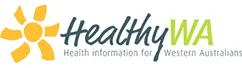 Healthy WA logo with a yellow sun icon and text reading 'Health information for Western Australians.