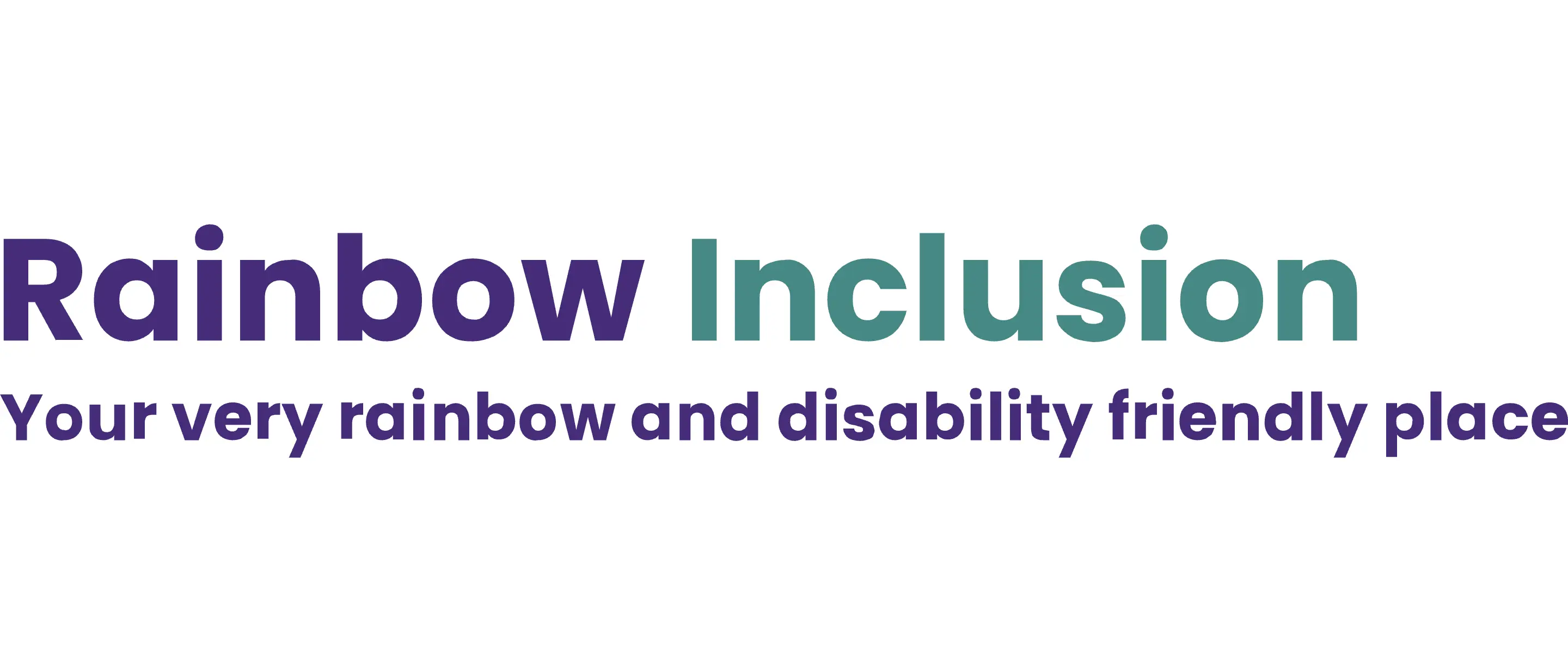 The logo features the text "Rainbow Inclusion" in large font and "Your very rainbow and disability friendly place" in smaller font.