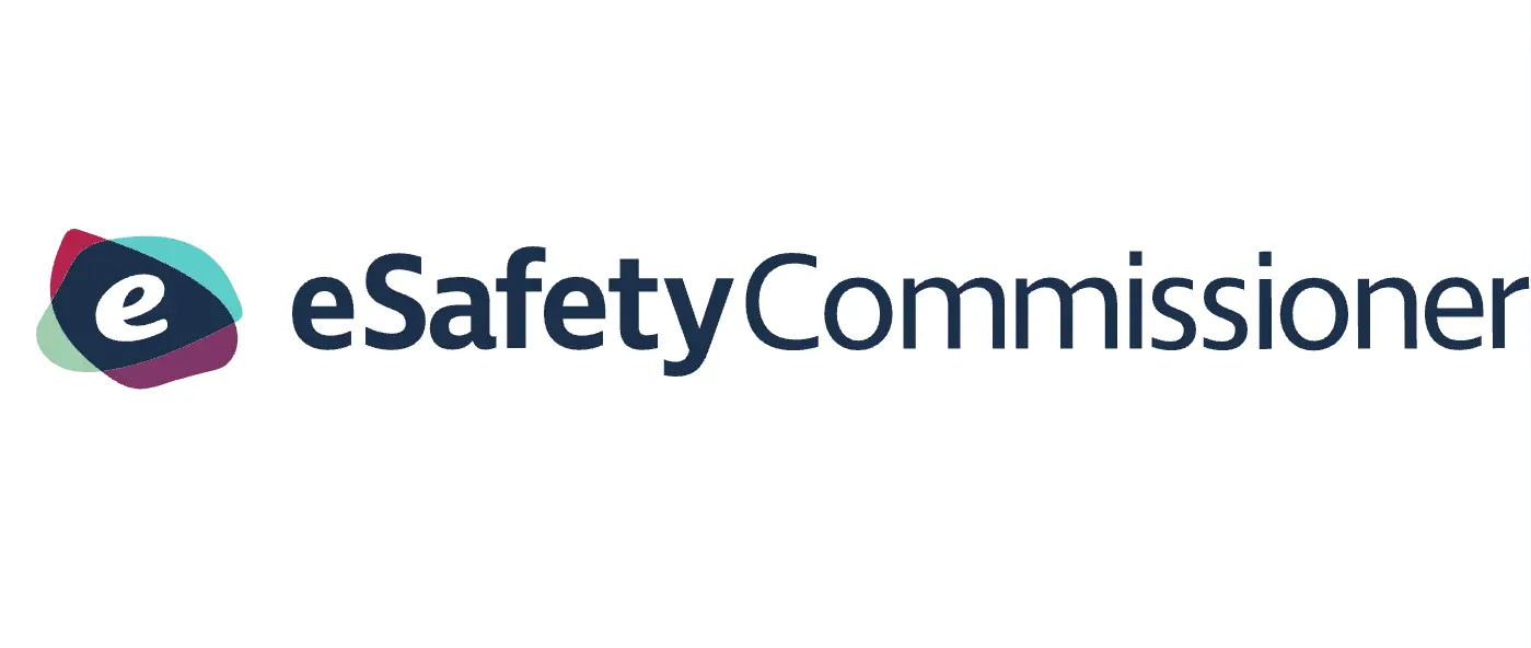 eSafety Commissioner logo with a stylized 'e' inside a layered, multicolored icon, followed by the words 'eSafety Commissioner' in dark blue text.