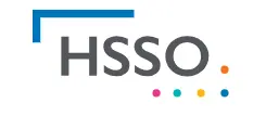 HSSO logo with a blue line above the letters and five colored dots underneath in pink, green, yellow, blue, and orange.