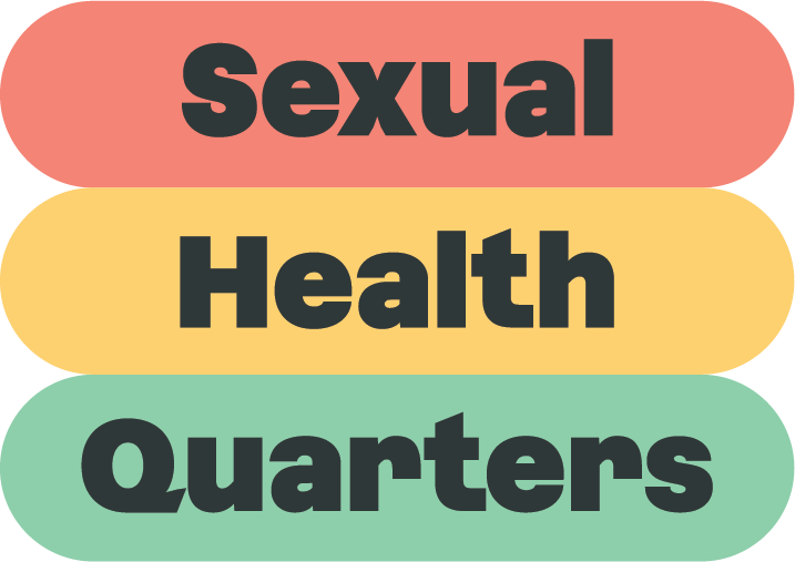 The logo for Sexual Health Quarters consists of three stacked rounded rectangles in different colors: red at the top, yellow in the middle, and green at the bottom. Each rectangle contains one word of the organization's name in bold black letters, with "Sexual" on the red rectangle, "Health" on the yellow rectangle, and "Quarters" on the green rectangle.