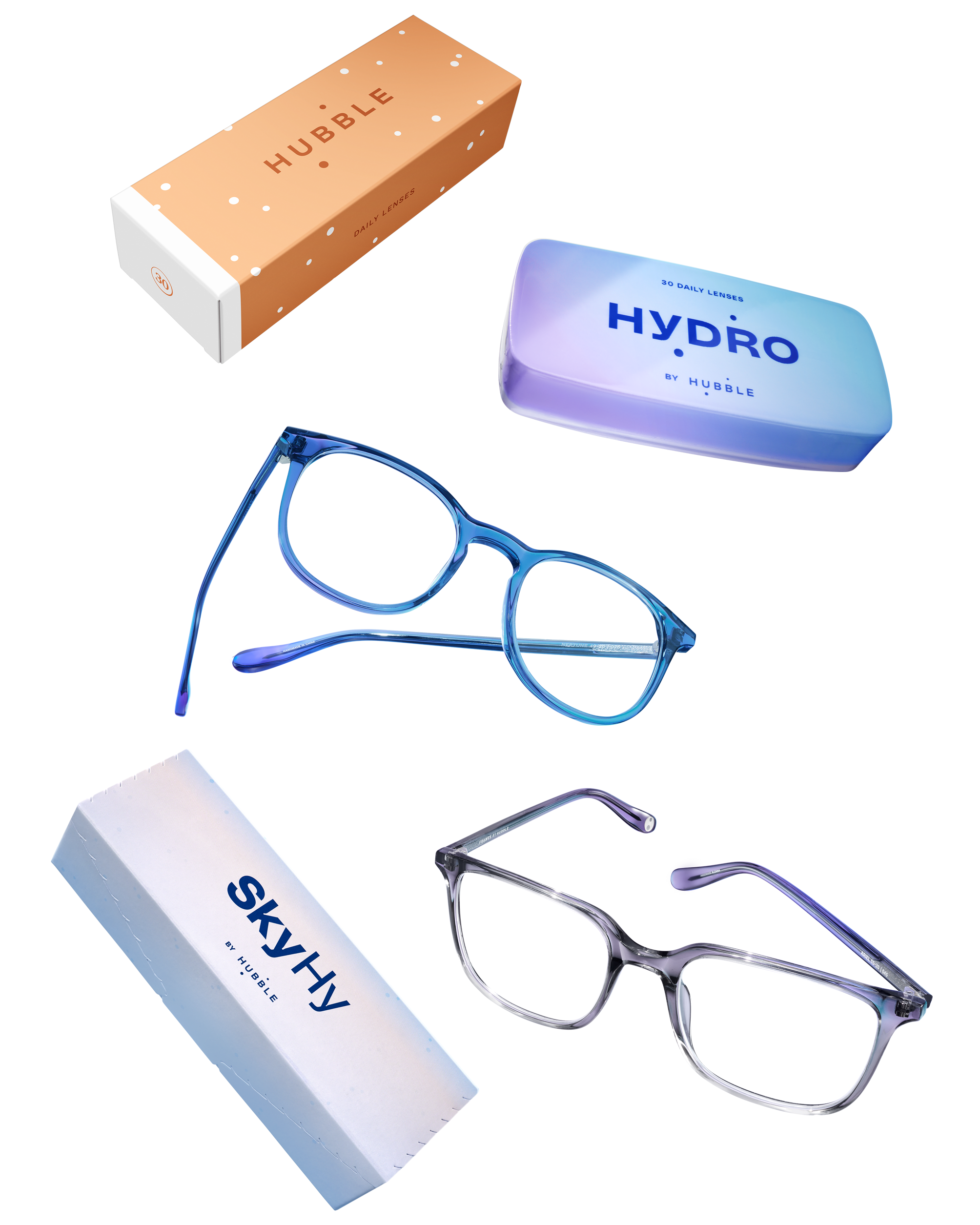 contacts boxes and glasses