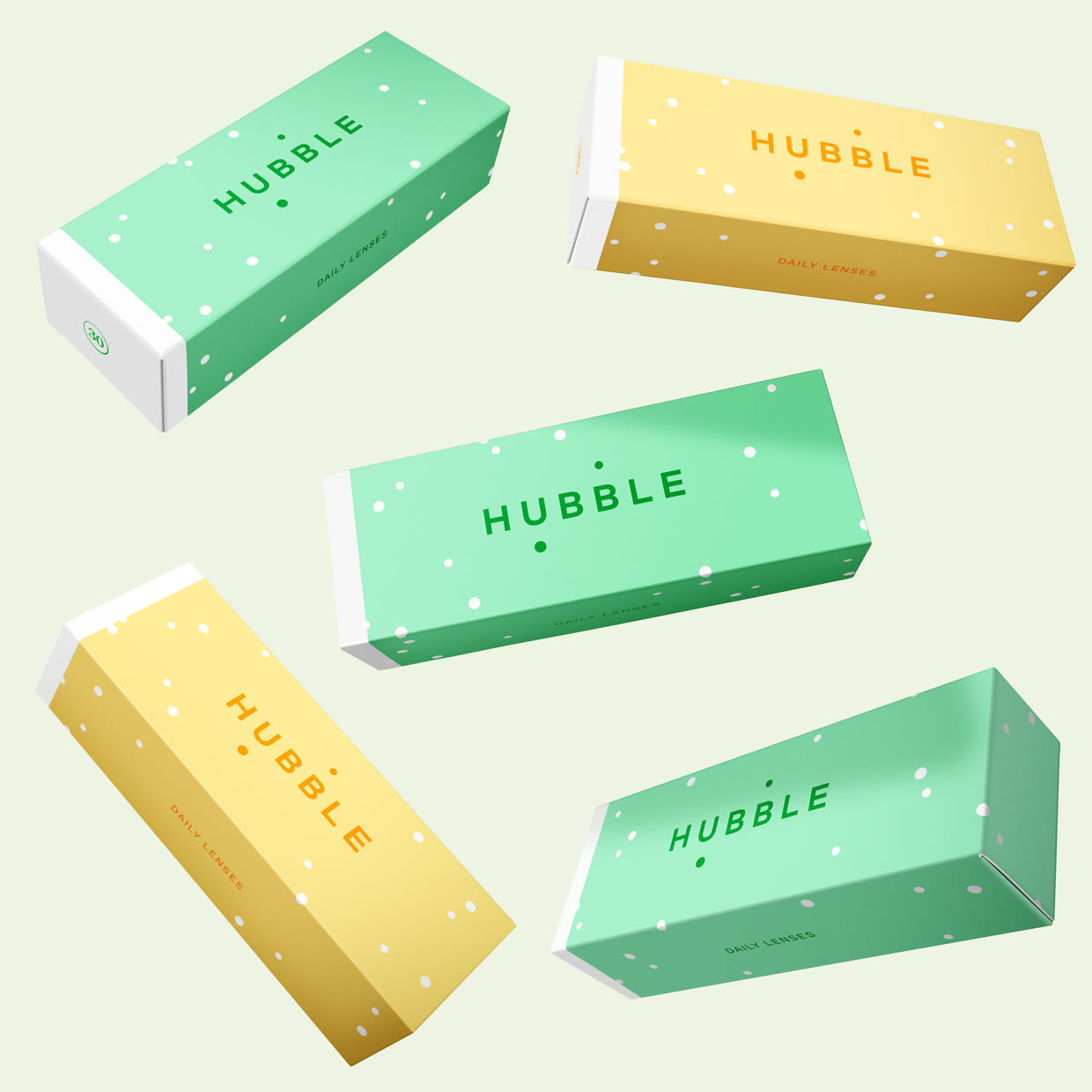 Colorful boxes of Hubble Contacts