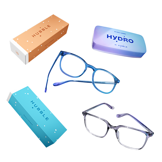contacts boxes and glasses