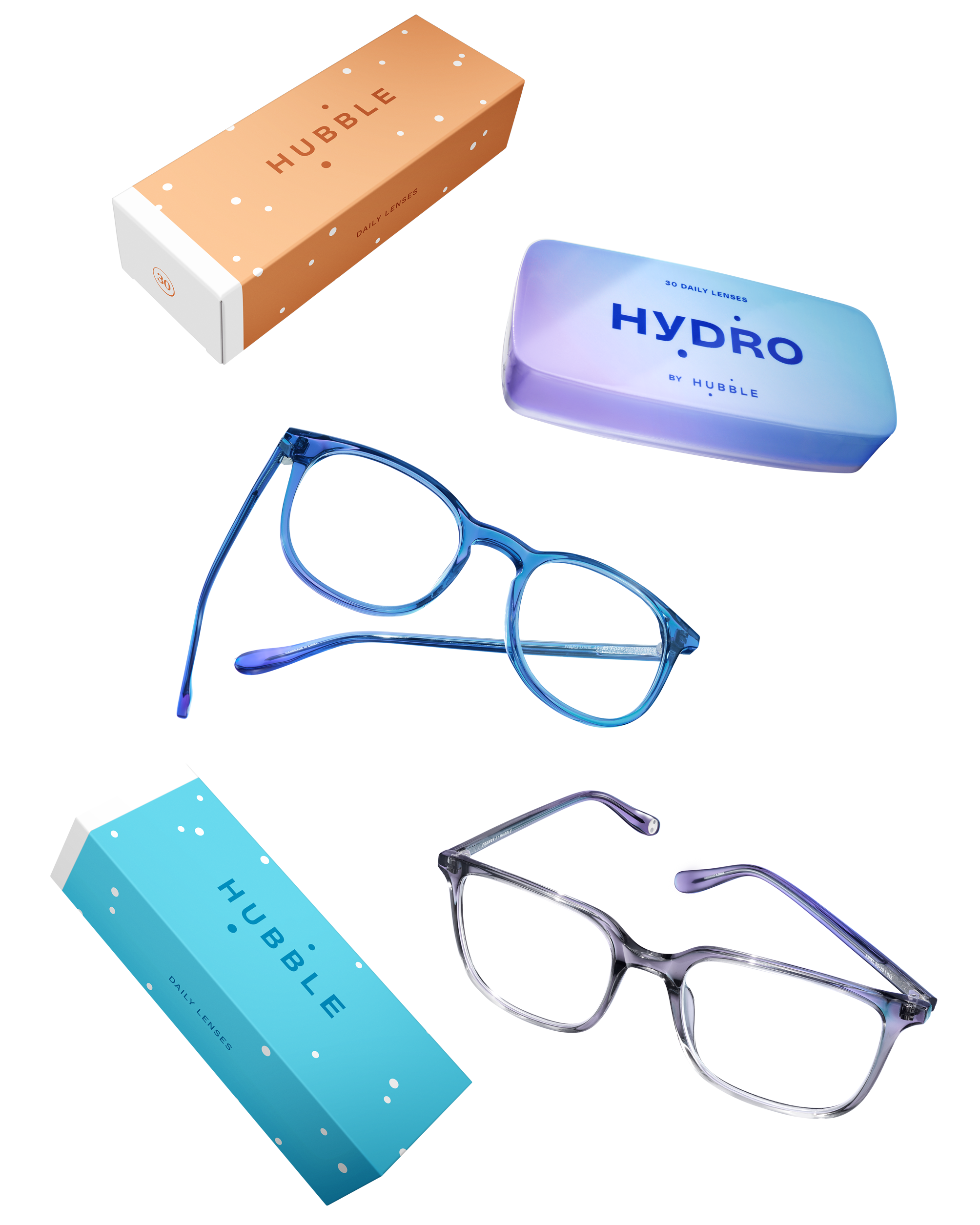 contacts boxes and glasses