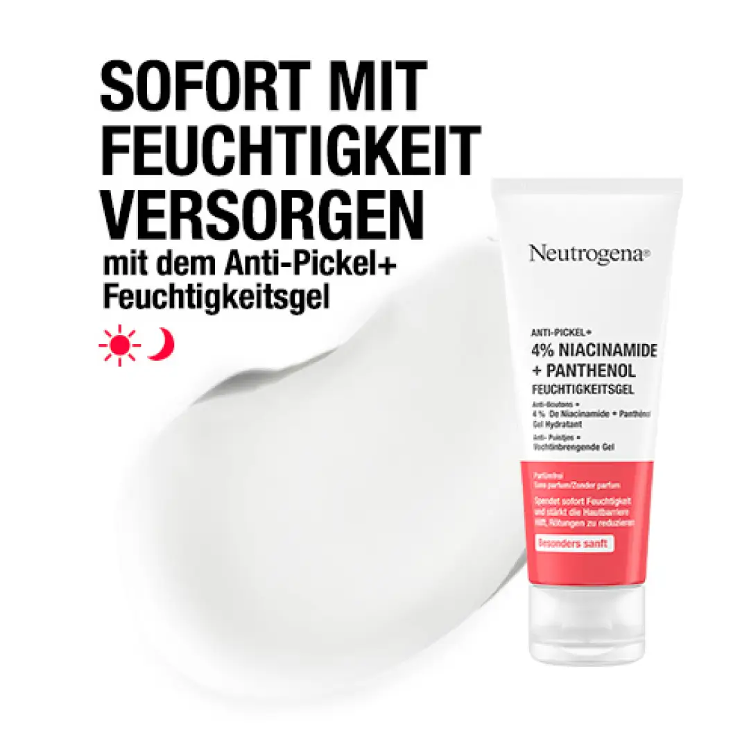 Haut sofort mit Feuchtigkeit versorgen mit dem Anti-Pickel+ Feuchtigkeitsgel.