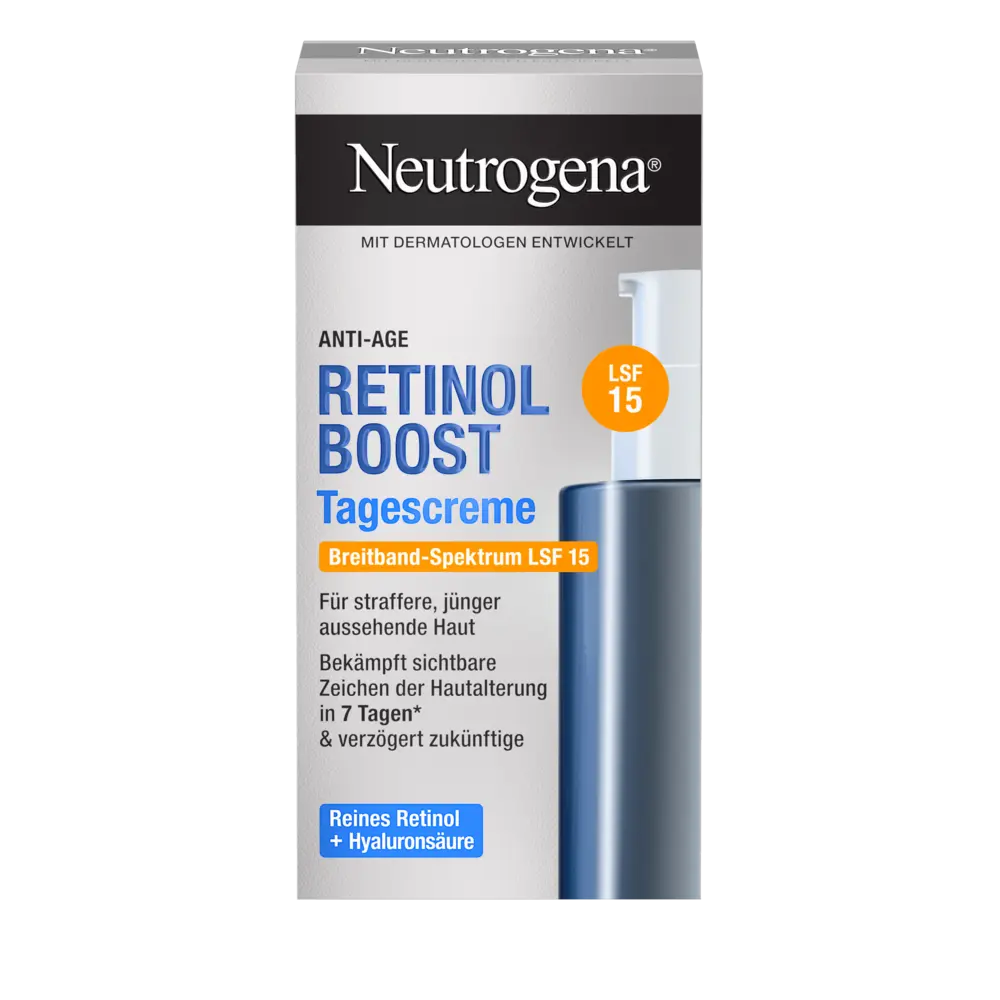 Packshot Neutrogena® Retinol Boost Tagescreme Packungsvorderseite 