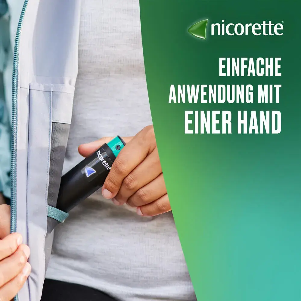 Nicorette Spray - einfache Anwendung mit einer Hand