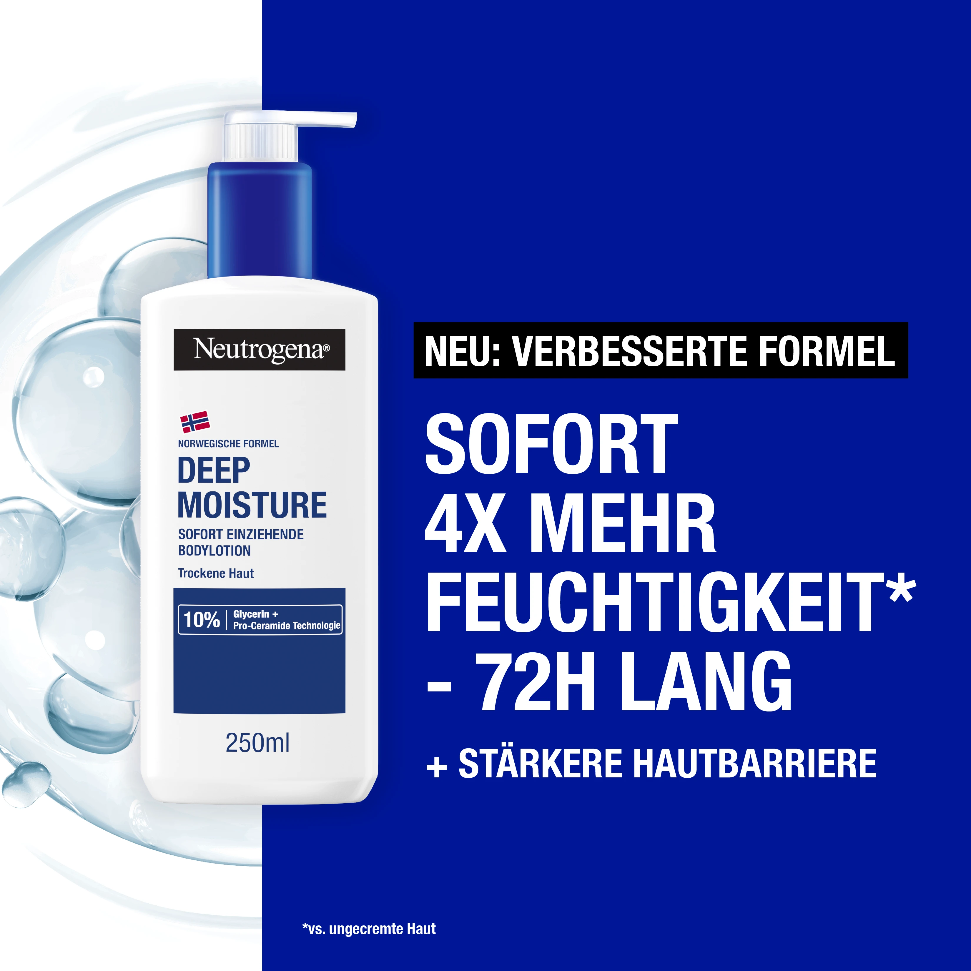 Sofort 4x mehr Feuchtigkeit – 72h lang + stärkere Hautbarriere