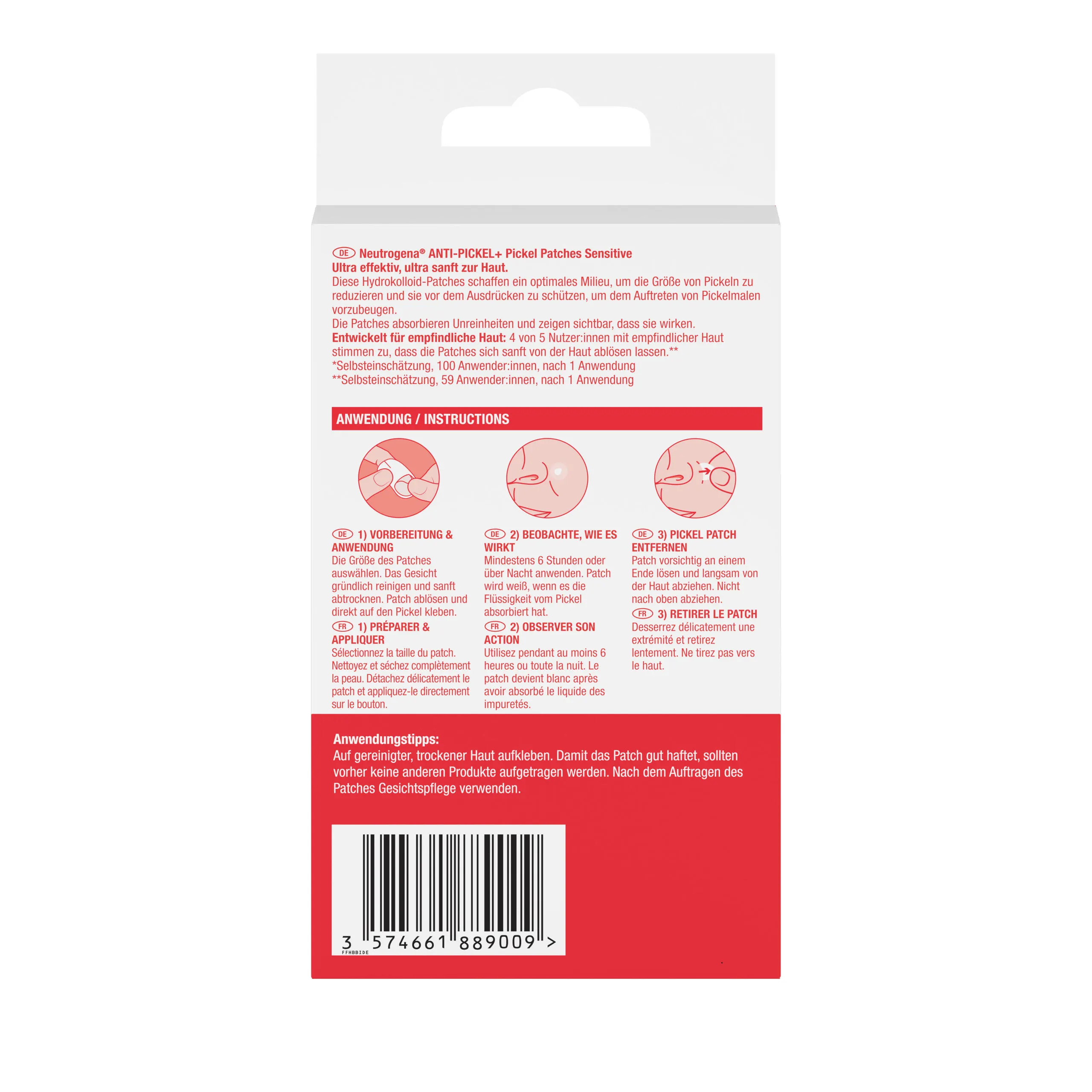 Neutrogena Pickel Patches Sensitive Packshot von hinten