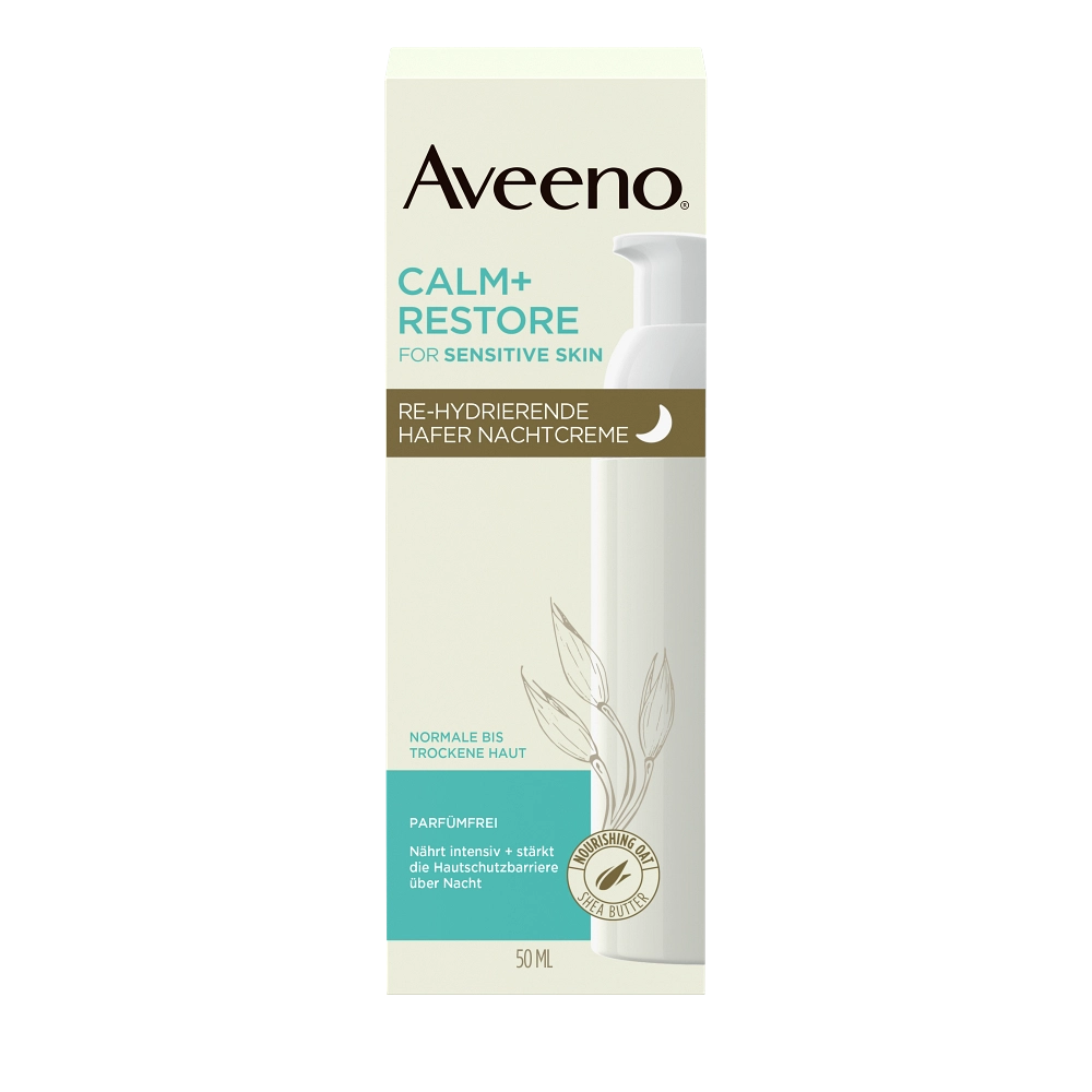 Aveeno® Calm + Restore™ Re-Hydrierende Hafer Nachtcreme – Verpackung Vorderseite