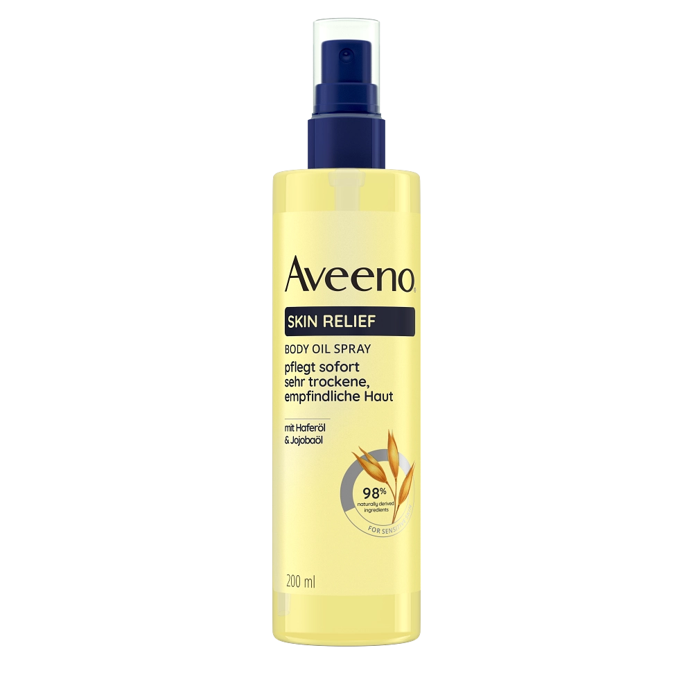 Aveeno® Skin Relief Körperöl-Spray – pflegt sehr trockene und empfindliche Haut sofort, klinisch erwiesen, intensiv feuchtigkeitsspendend