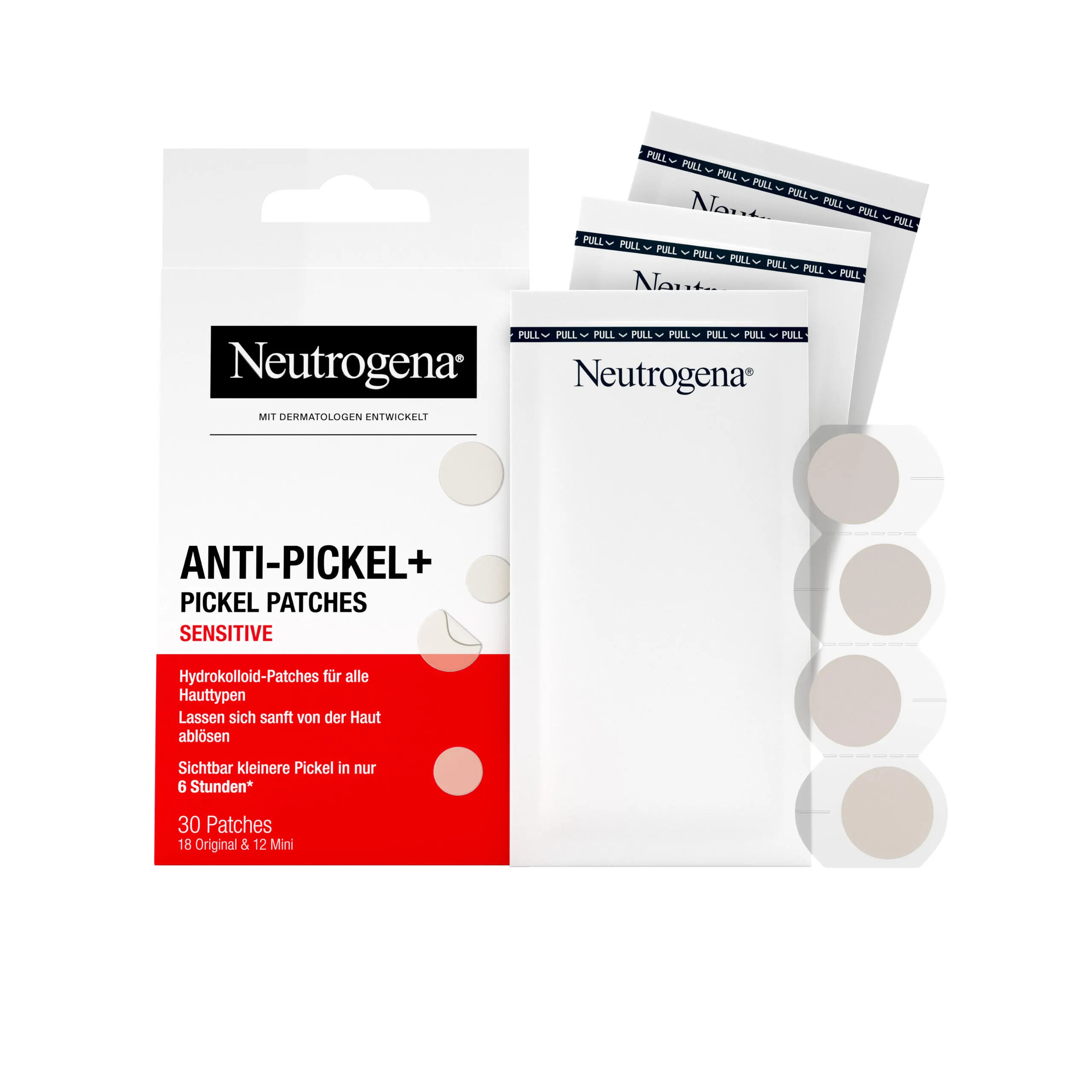 Neutrogena Pickel Patches Sensitive Packshot Verpackung und Blister