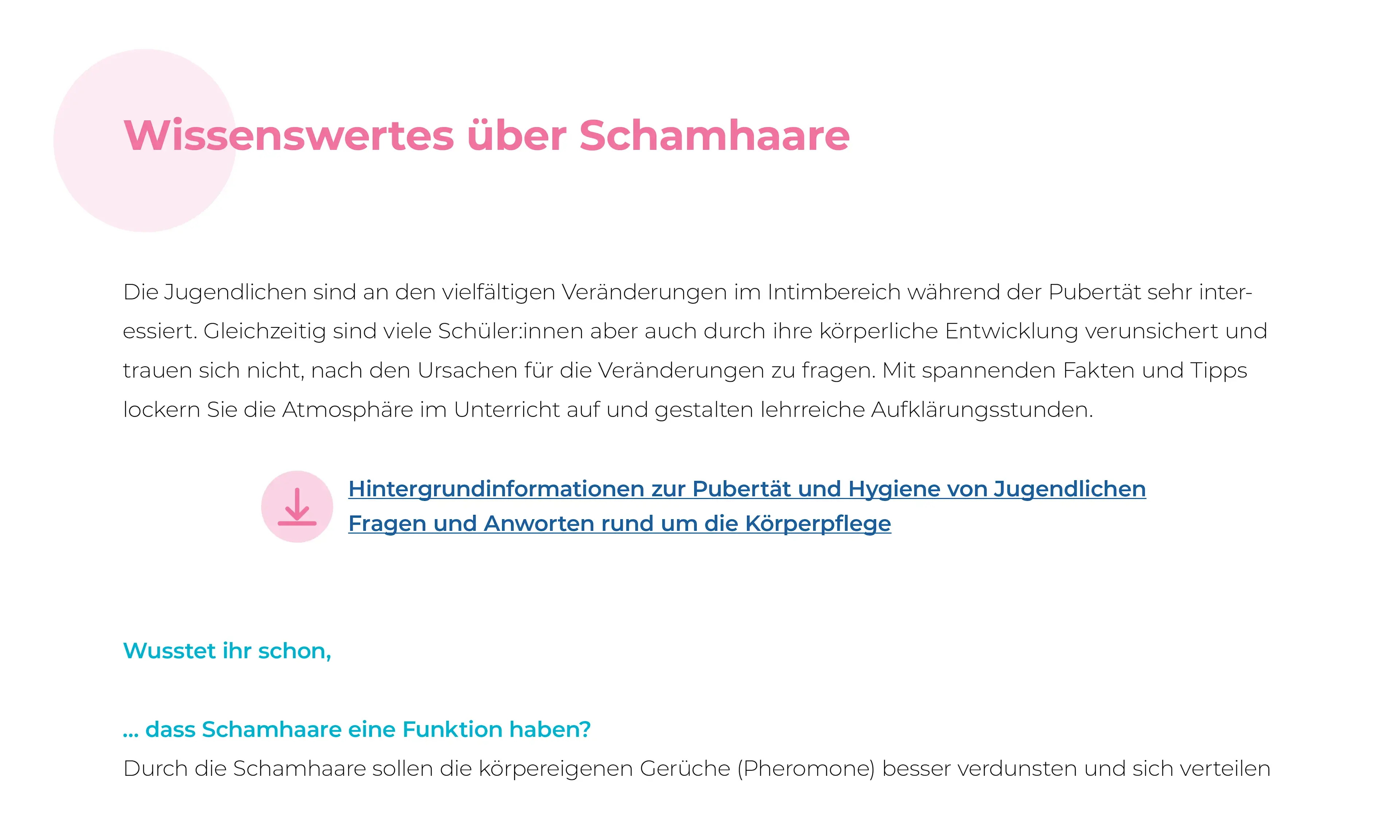 Faktenblatt zu Schamhaaren