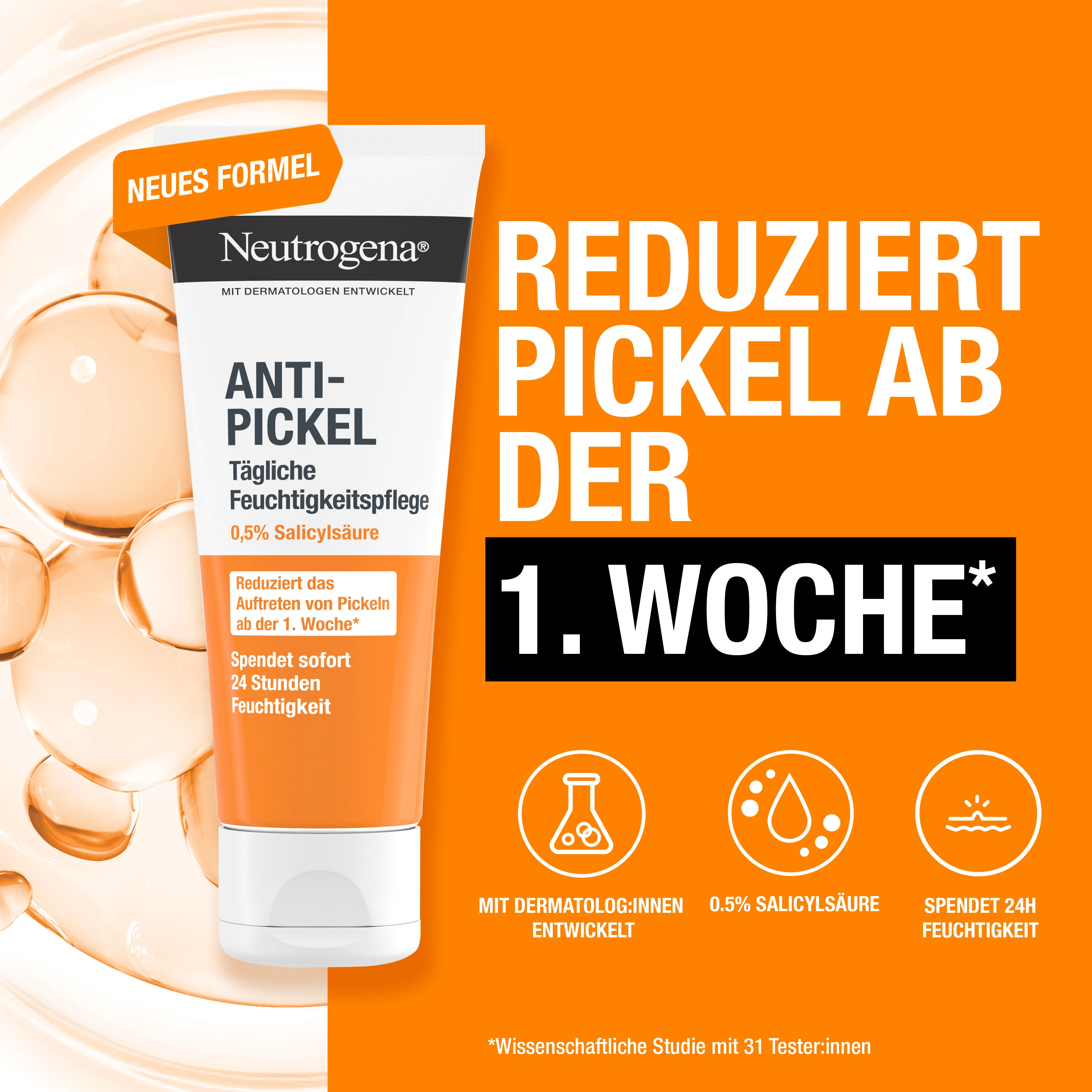 Reduziert Pickel ab der 1. Woche
