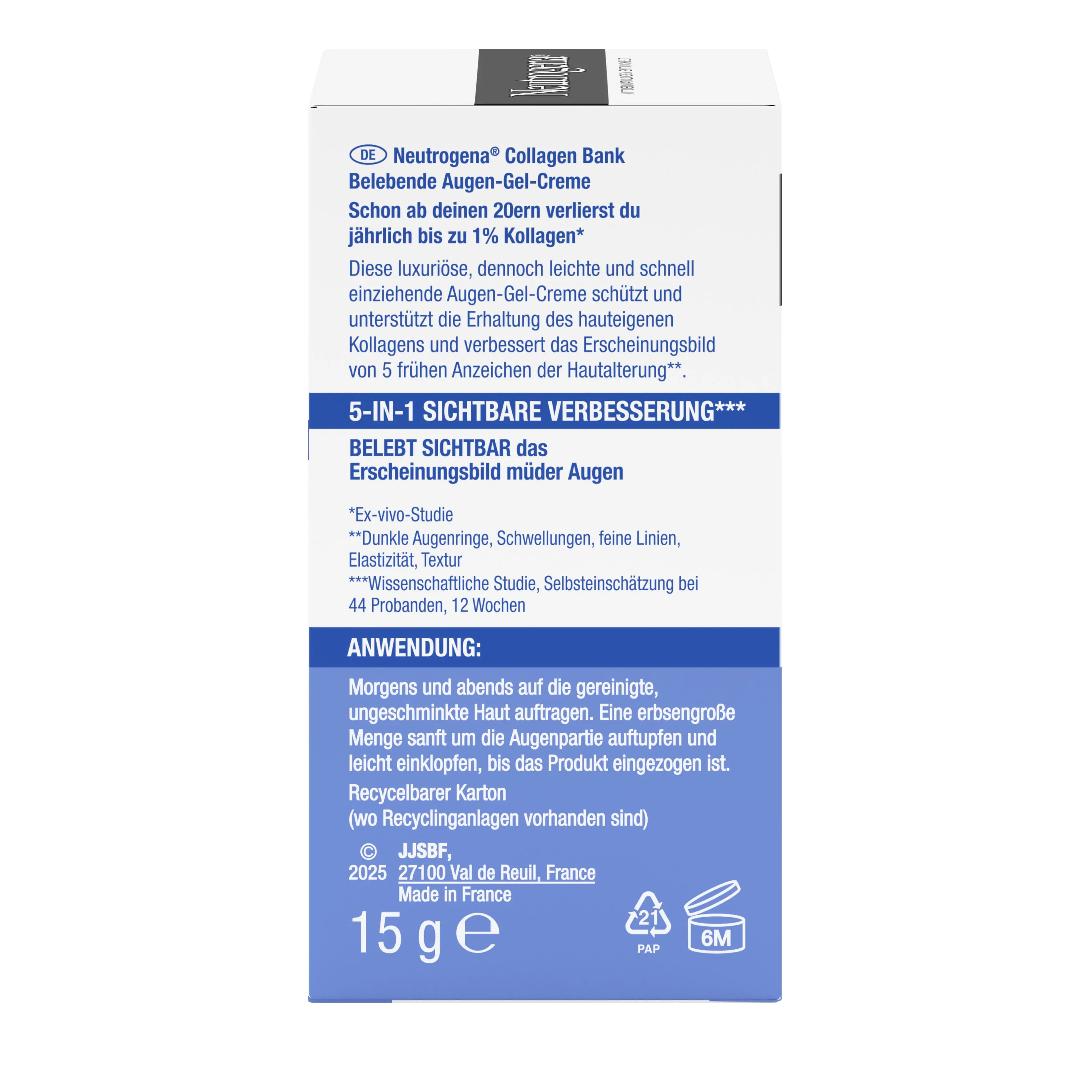 Neutrogena® Collagen Bank Belebende Augen-Gel-Crème Packshot von hinten