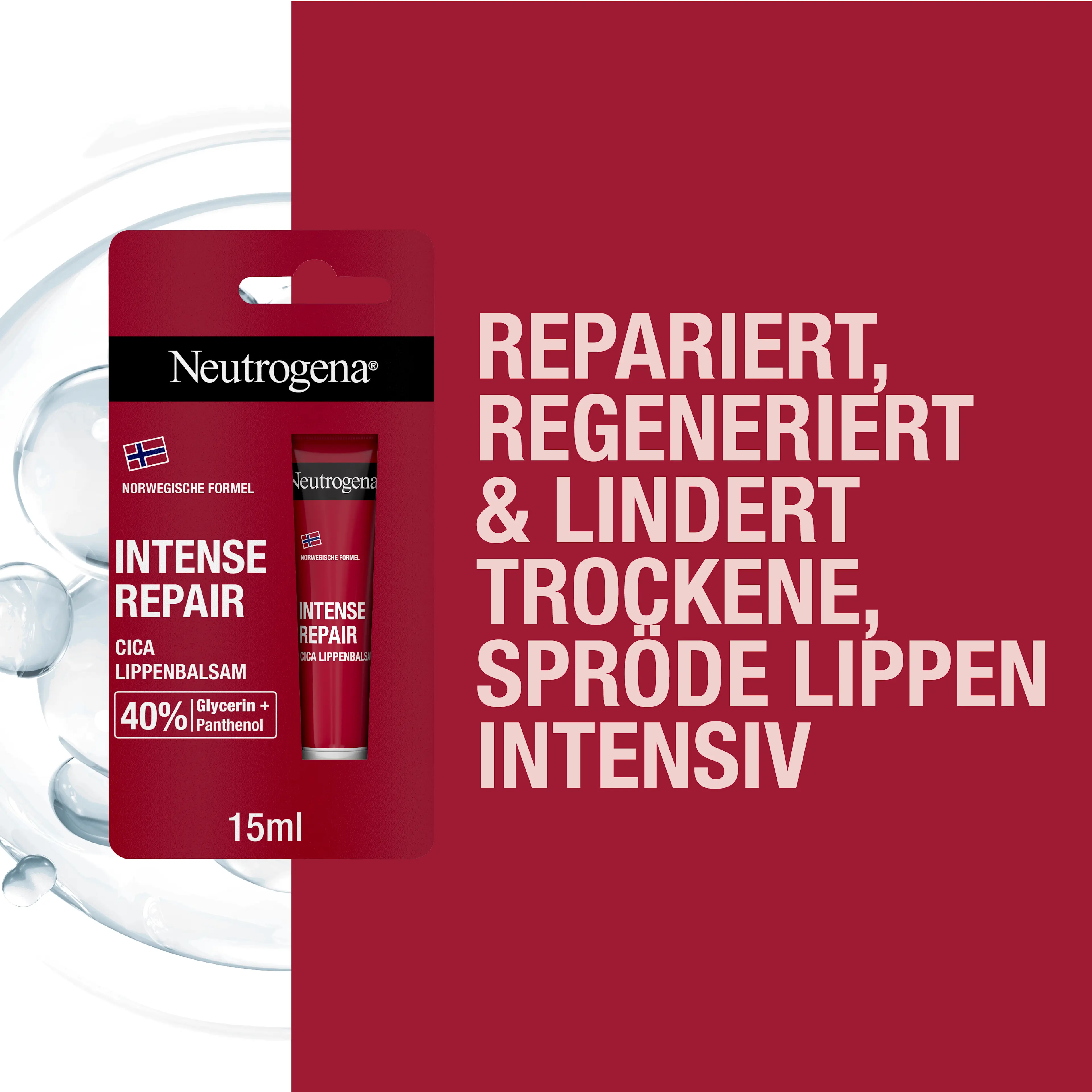Repariert, regeneriert und lindert trockene, spröde Lippen intensiv