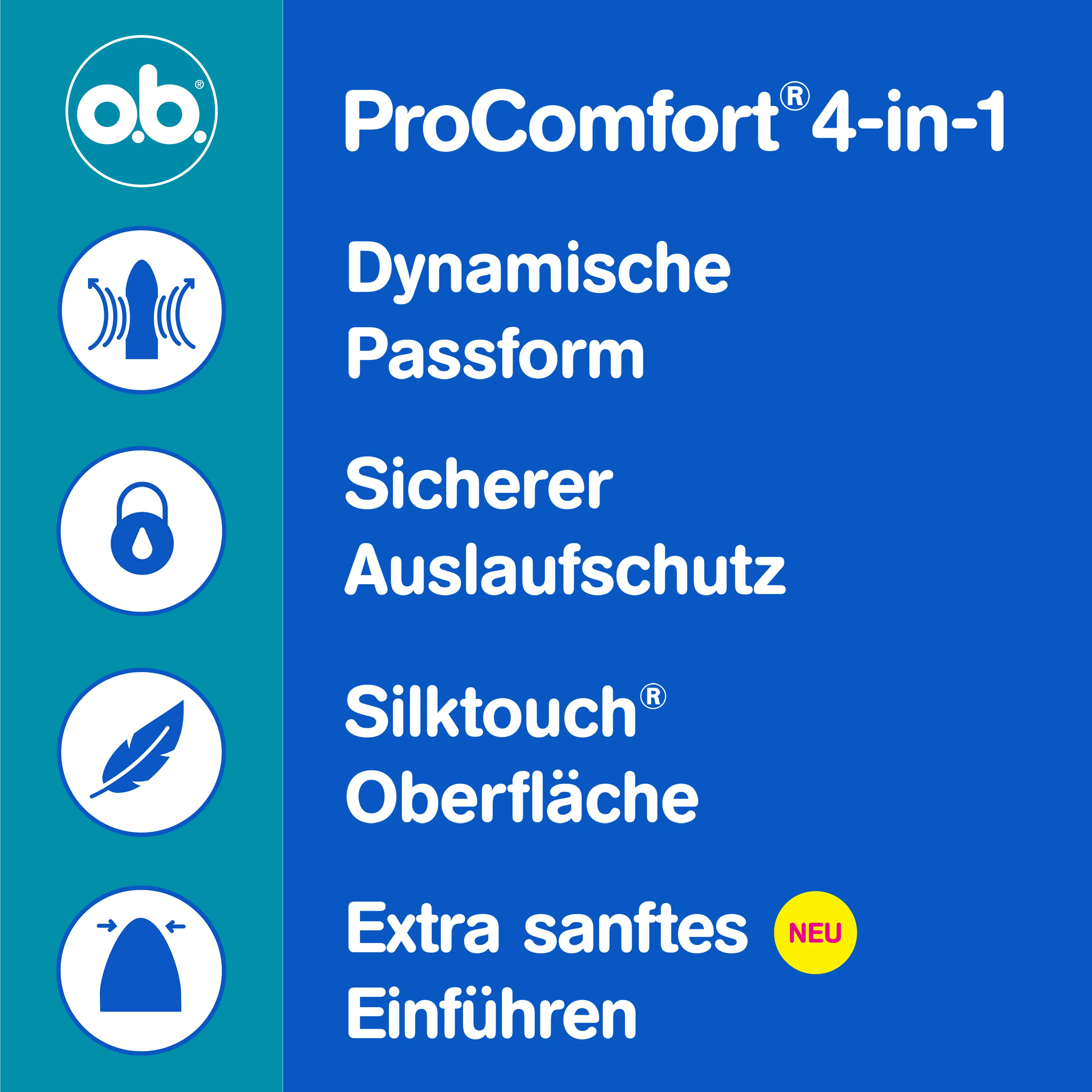 o.b.® ProComfort®  4-in-1-Schutz Benefiits