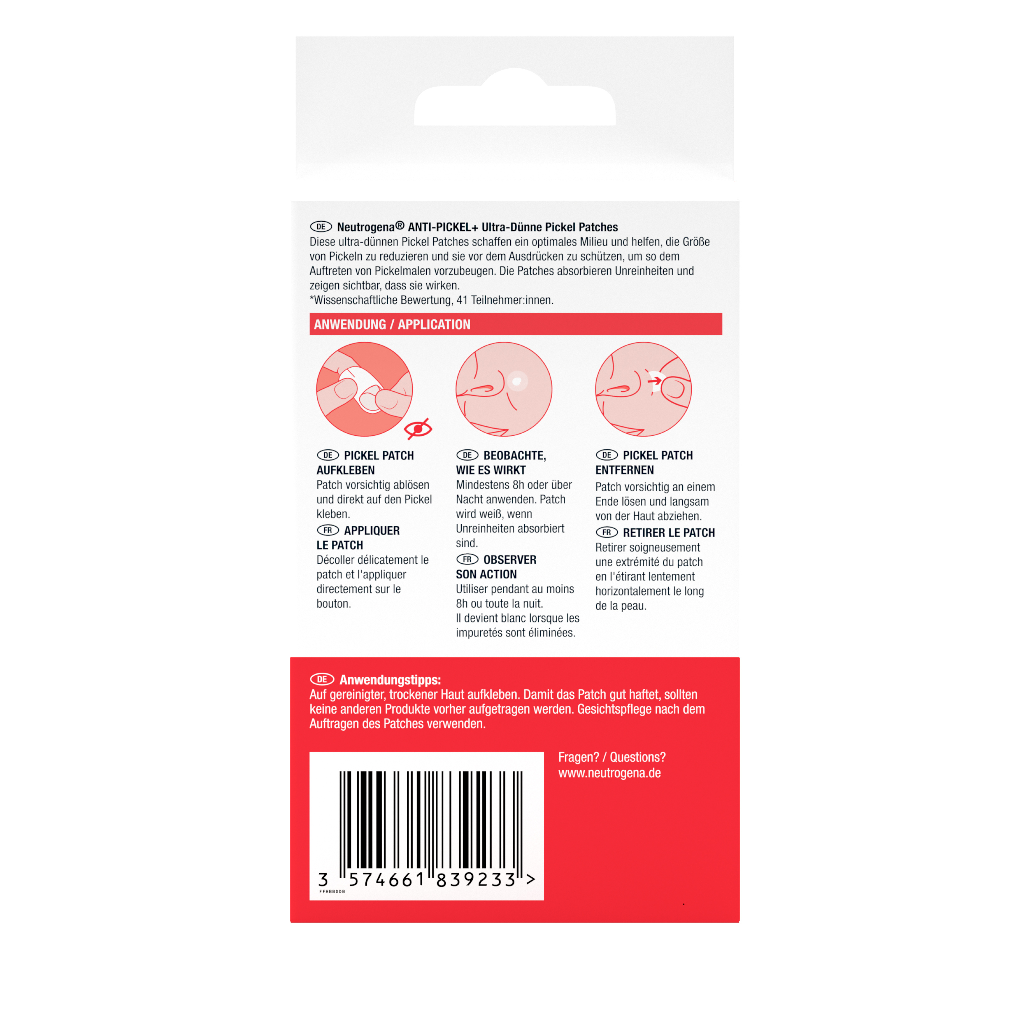 Anti Pickel+ Ultra-dünne Pickel Patches Packshot von hinten