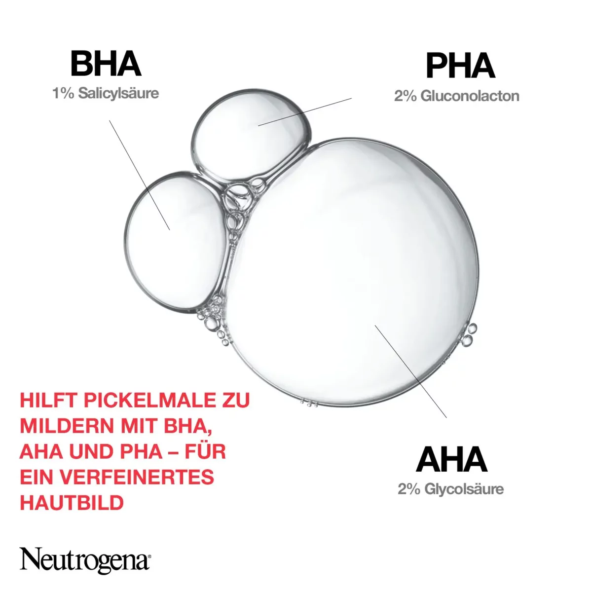 Der Anti Pickel+ Peeling Cleanser von Neutrogena hilft Pickelmale zu mindern mit BHA, AHA und PHA –  für ein verfeinertes Hautbild