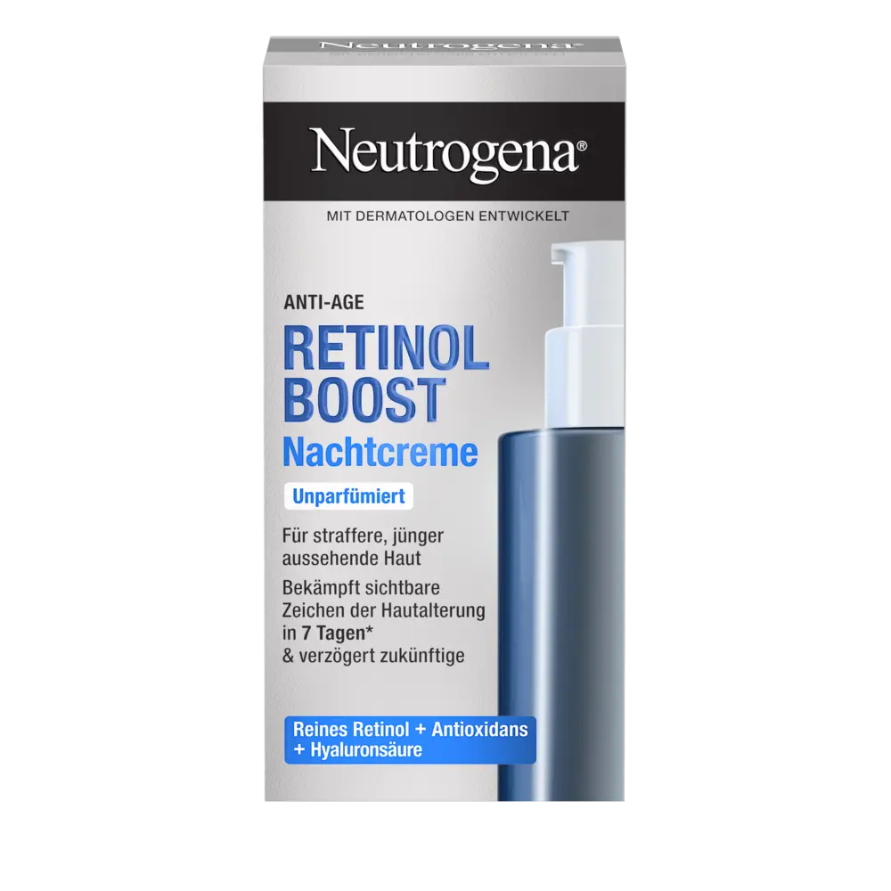 Packshot Neutrogena® Retinol Boost Nachtcreme Packungsvorderseite