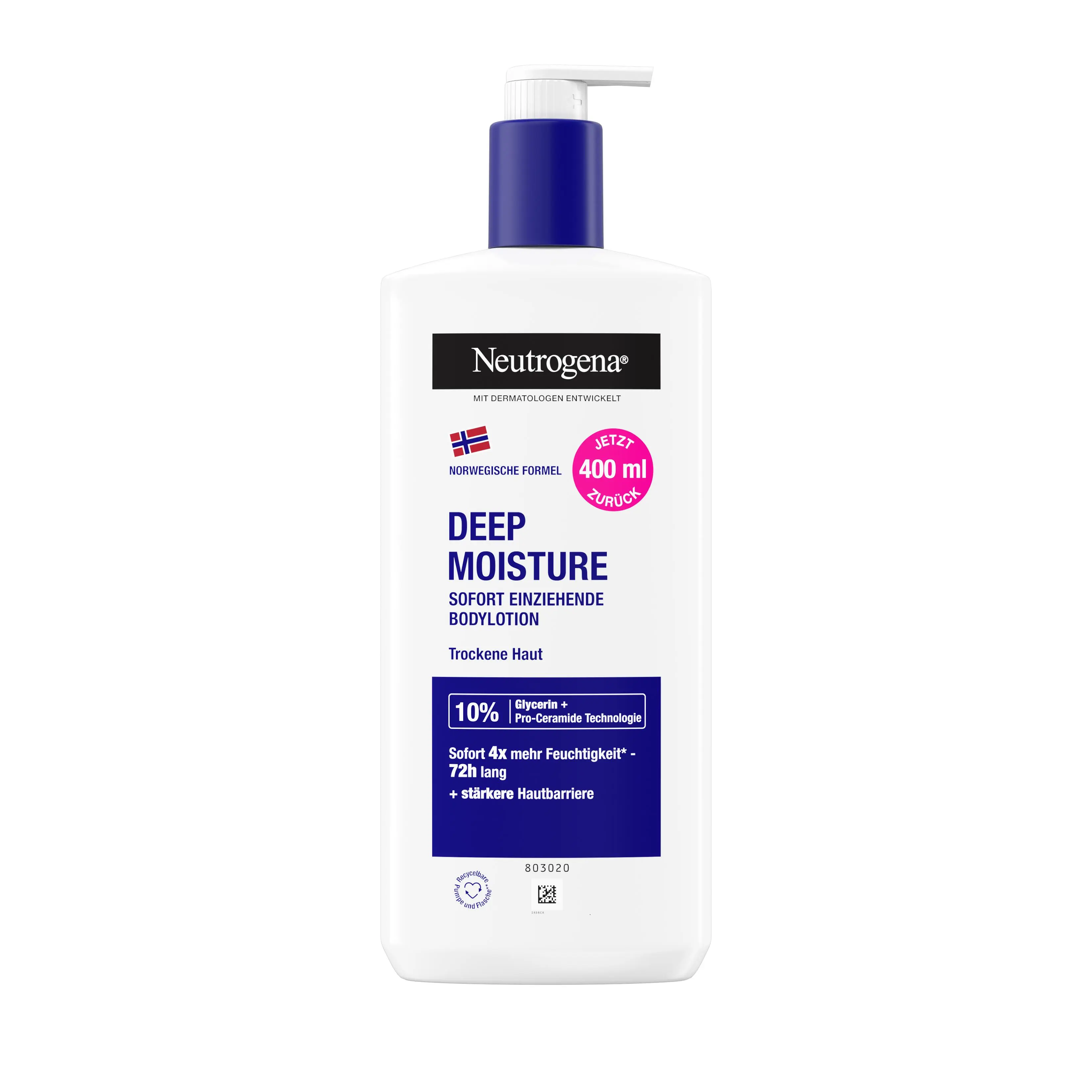 Neutrogena Deep Moisture sofort einziehende Bodylotion Packshot von vorne​  ​