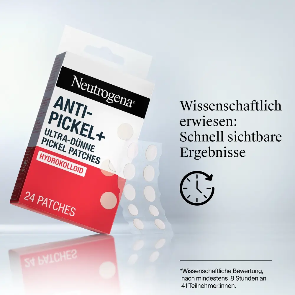 Neutrogena® Anti-Pickel+ Ultra-Dünne Pickel Patches – Wissenschaftlich erwiesen:Schnell sichtbare Ergebnisse