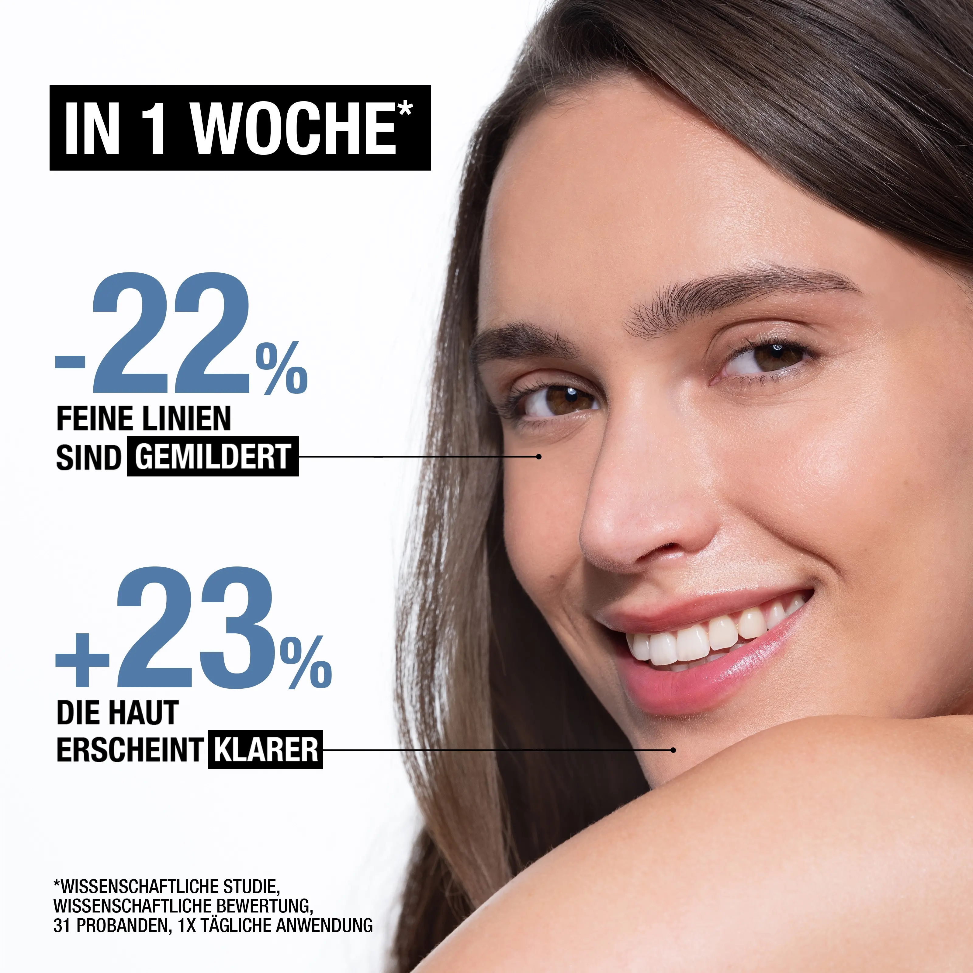 In 1 Woche feine Linien gemildert und Haut erscheint klarer