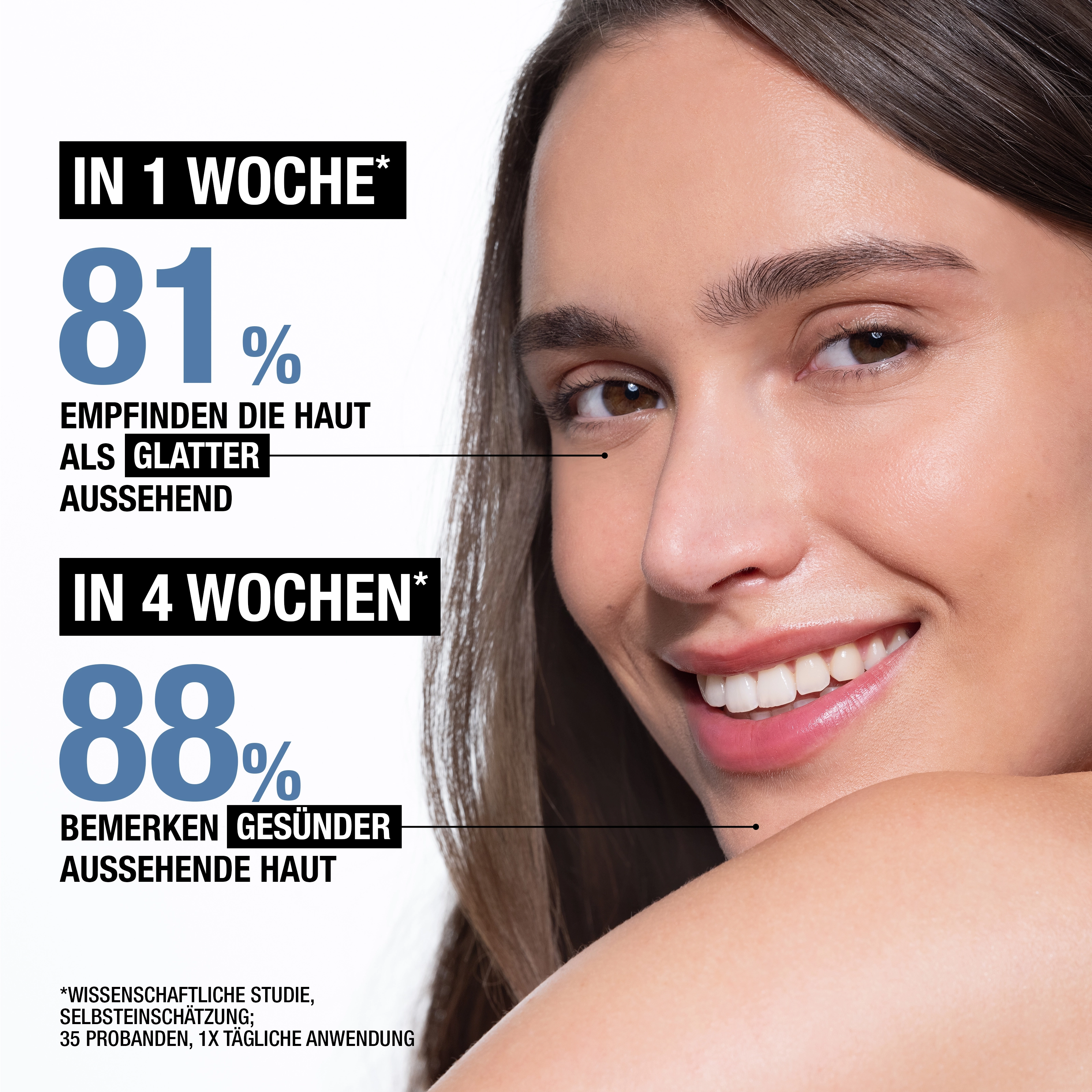In 1 Woche glatter aussehende und in 4 Wochen gesünder aussehende Haut