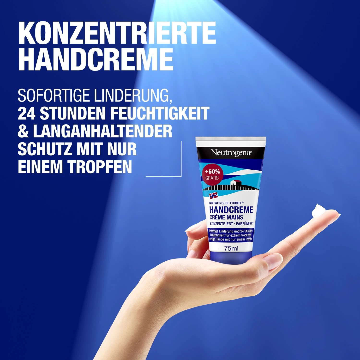 Konzentrierte Handcreme, sofortige Linderung, 24 Stunden Feuchtigkeit und langanhaltender Schutz mit nur einem Tropfen