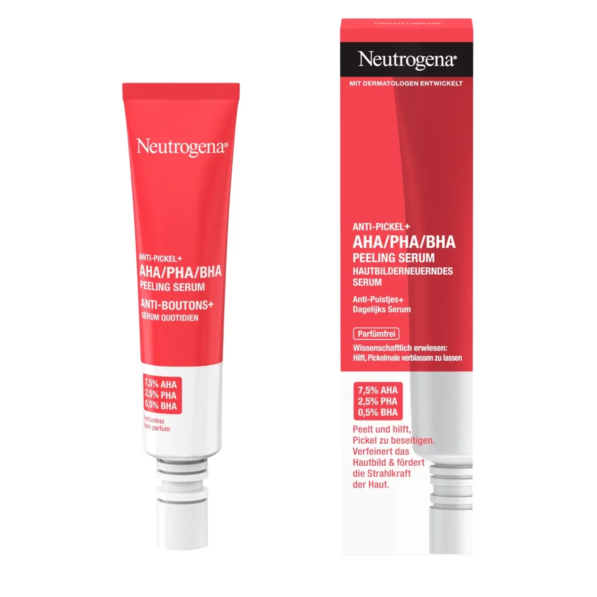 Neutrogena Anti Pickel + Peeling Serum mit AHA, BHA und PHA – Packshot