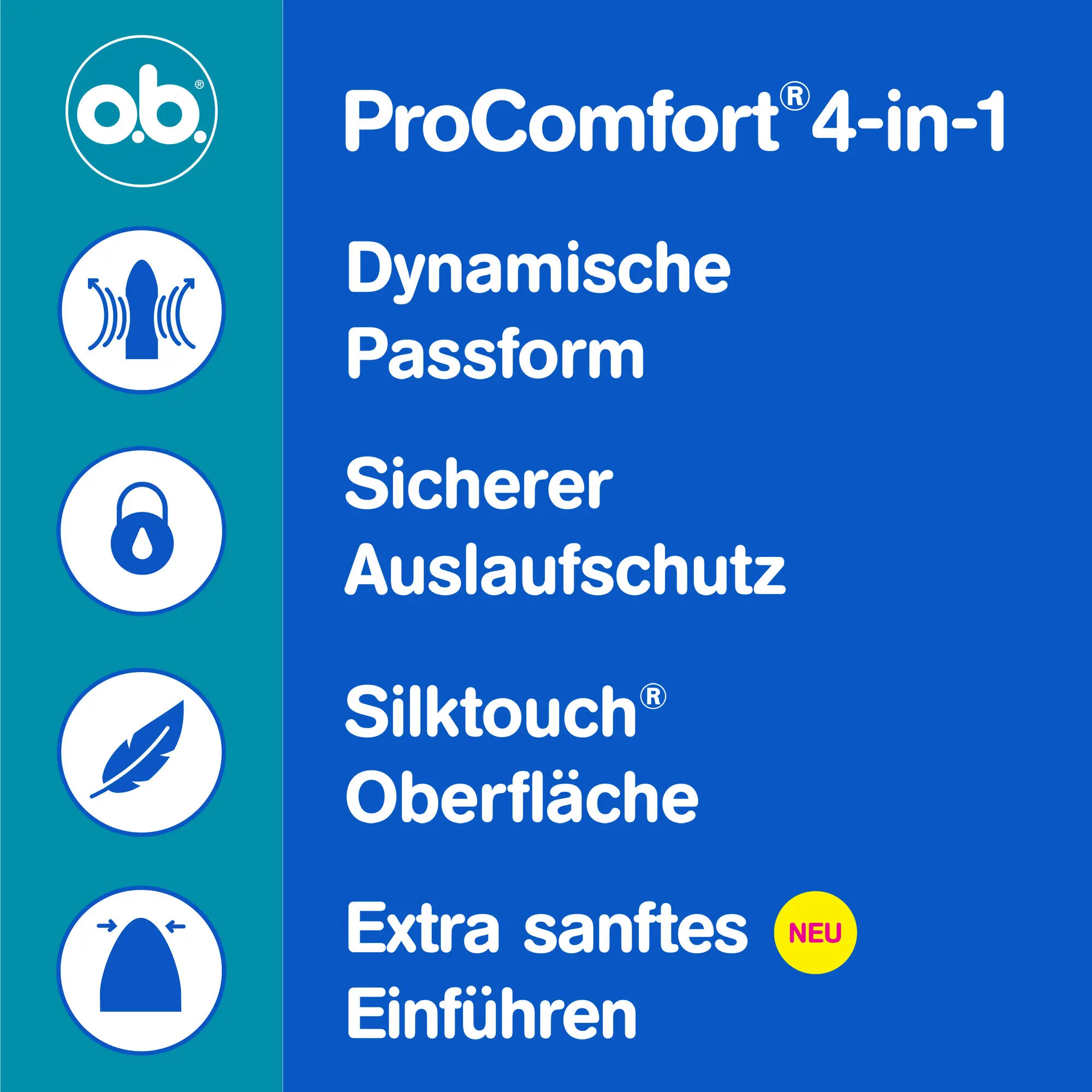 o.b.® ProComfort®  4-in-1-Schutz Benefiits