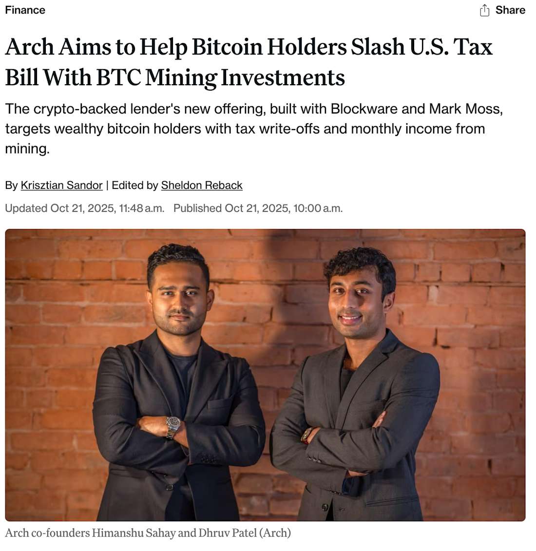 Arch Lending x CoinDesk