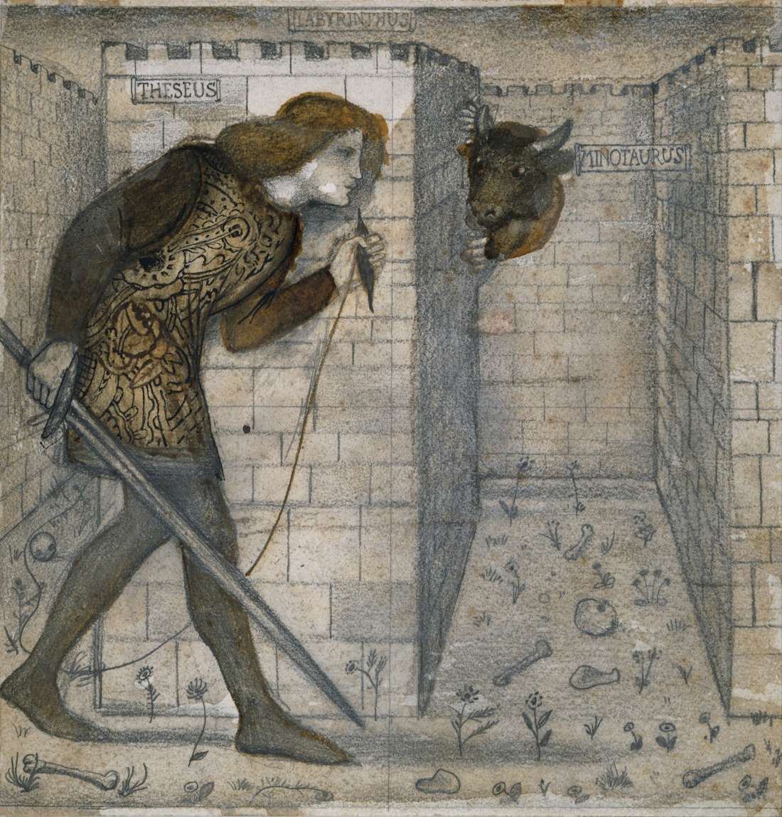 Edward Burne-Jones - Tile Design - Theseus and the Minotaur in the Labyrinth - Google Art Project